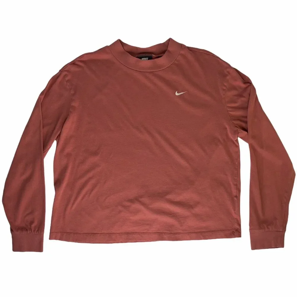 Nike Functional Long Sleeve Shirt Sz M Dusty Pink Embroidered‎ Swoosh BV5429-897